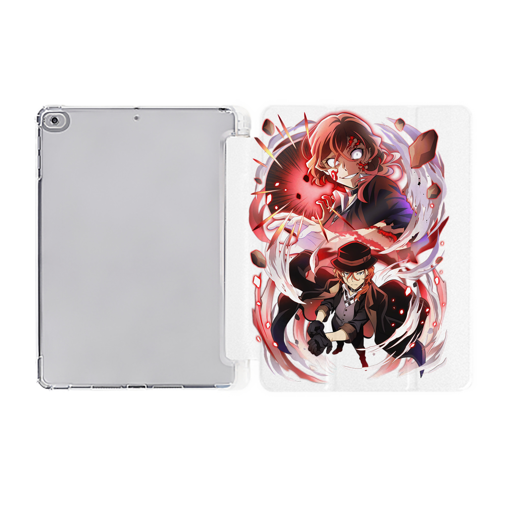 （画像用） 文豪ストレイドッグス Bungo Stray Dogs IPad ケース ペン収納付き 三つ折りスタンド PUレザー×シリコン 対応機種9.5/10.5/10.9インチ